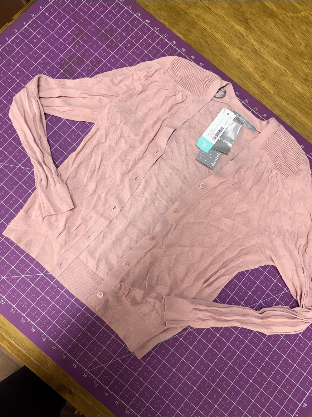 Daniel Rainn Pale Pink Button-Up Knit Cardigan